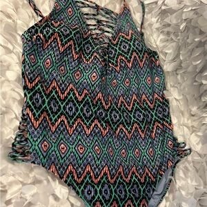 Geometric Patterned Woman’s One Piece Swimsuit